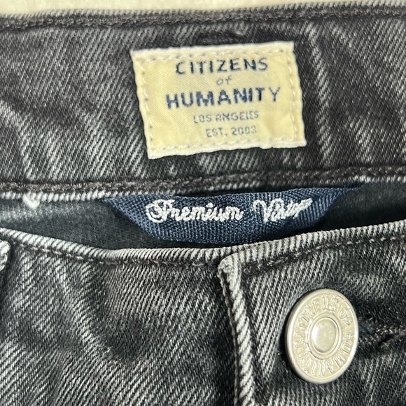 Citizen of Humanity 30 Premium Vintage Black Distressed Olivia High Rise Jean - Picture 7 of 14